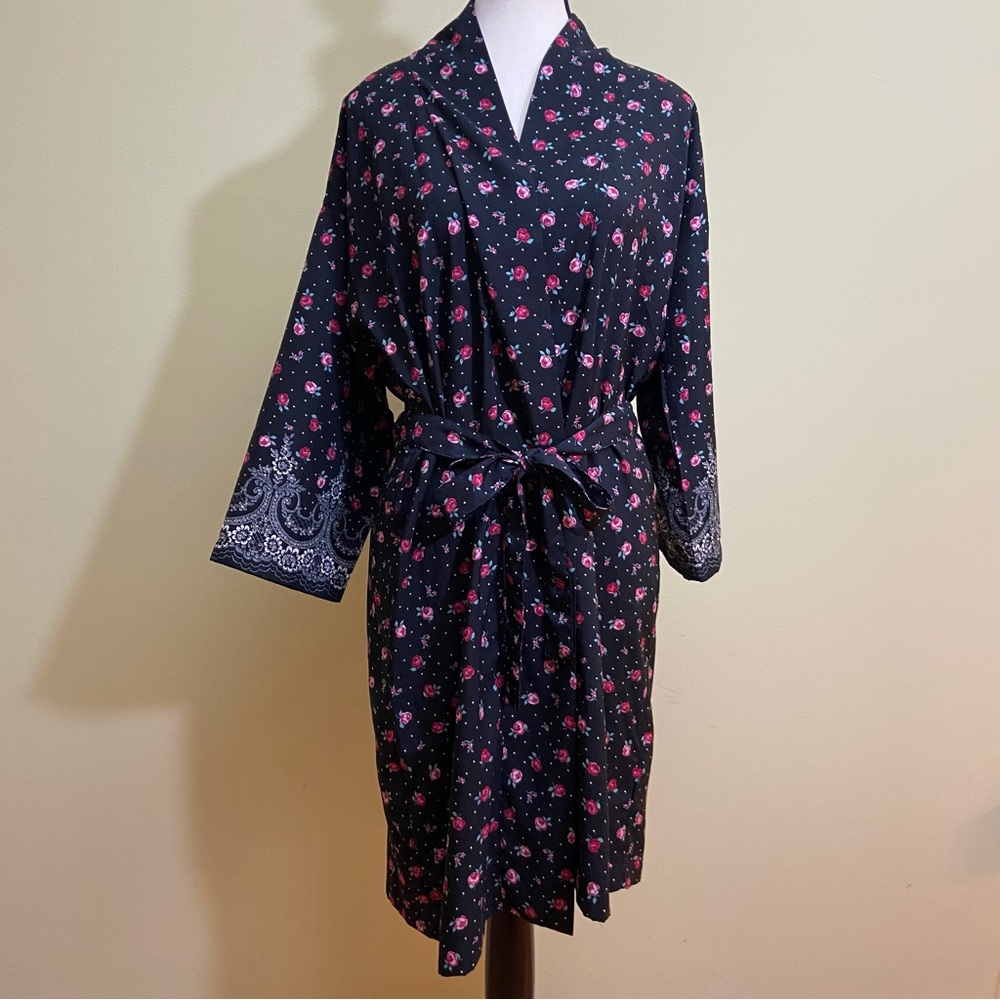 PJ Salvage Black Floral Robe